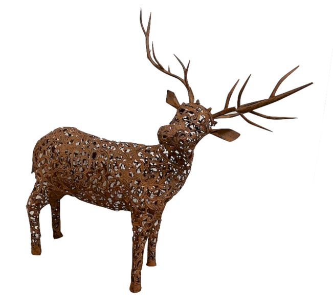 Gartenkunst "Eisen Hirsch" aus Eisen antik rostig