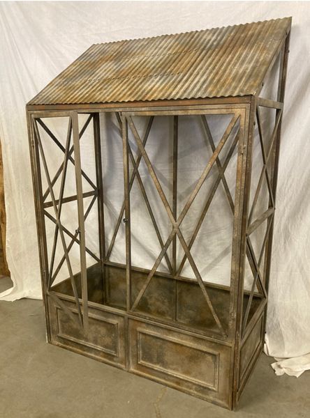 KLEA, Gartenhaus, Gewächshaus aus shabby Eisen ohne Glas, 2 Türen