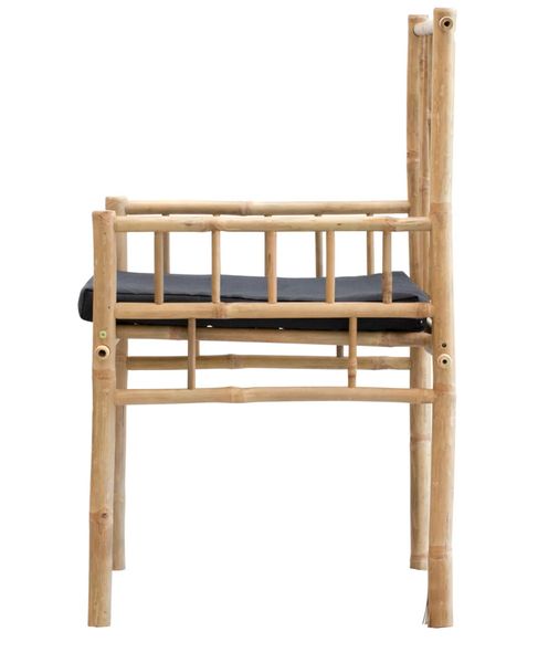 MAO, Bambus-Stuhl schwarzes Kissen mit Armlehne, Gartenstuhl