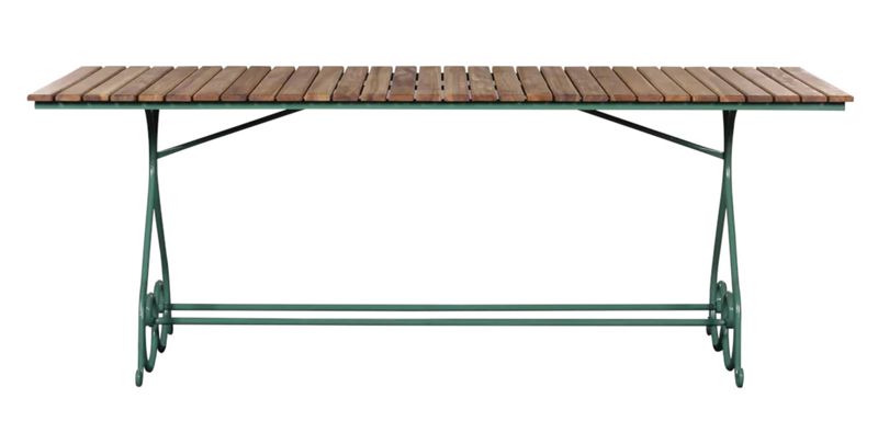 MONTI, Gartentisch 200 cm Holz natur & grün Stahl im Landhausstil