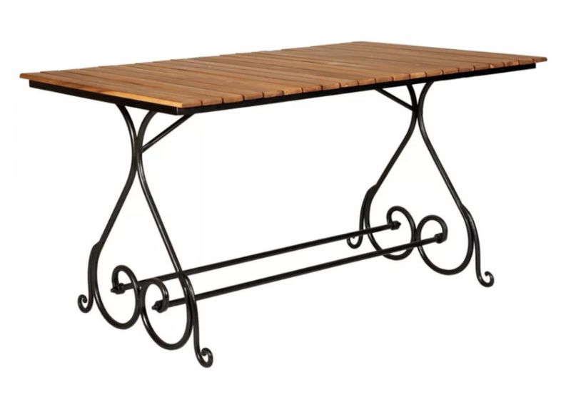 MONTI, Gartentisch 140 cm Holz natur & schwarz Stahl im Landhausstil