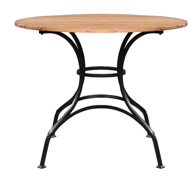 MONTI, Gartentisch rund 100 cm Holz & Stahl im Landhausstil