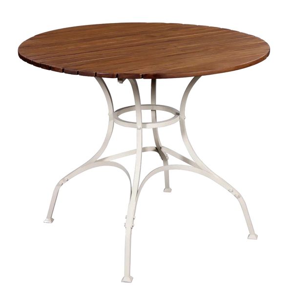 MONTI, Gartentisch rund 100 cm Holz & Stahl im Landhausstil