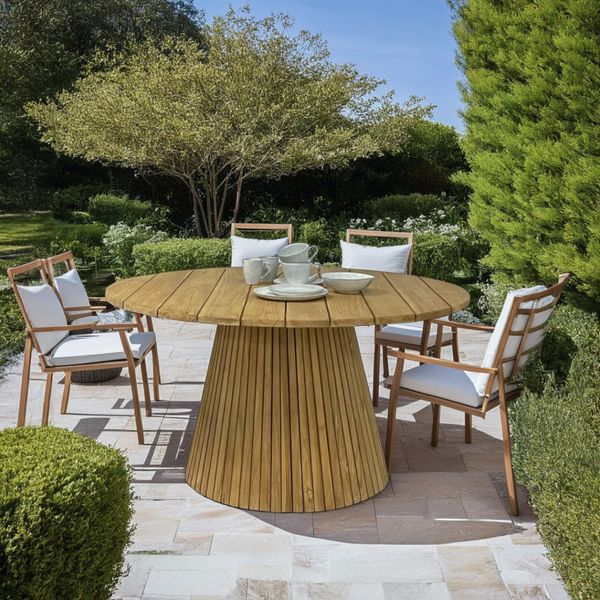 CINDY, Gartentisch rund D 150 cm Teak