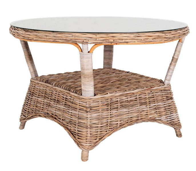 Matz Möbel Gartentisch CLAIRE rund 120 cm Rattan im Landhausstil