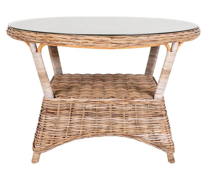 Matz Möbel Gartentisch CLAIRE rund 120 cm Rattan im Landhausstil