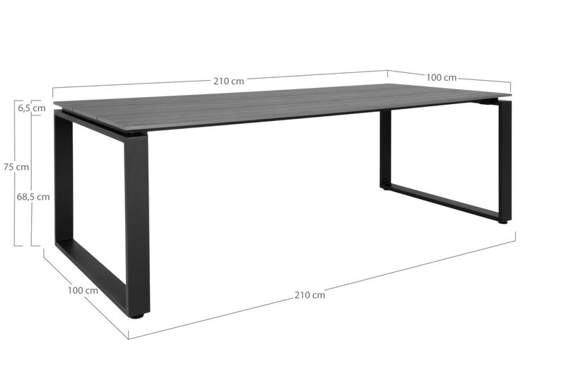 DEN, Gartentisch 210 cm modern grau-schwarz