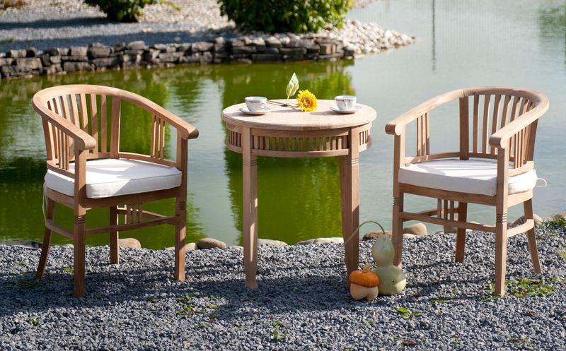 GINA, Gartentisch rund Holz 70 cm Landhausstil
