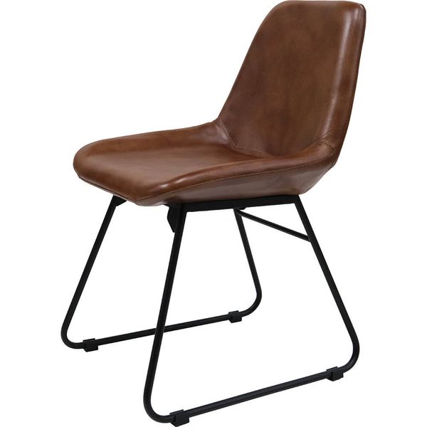 GRIT, Esszimmerstuhl 2 Stück Leder & Metall Industriedesign