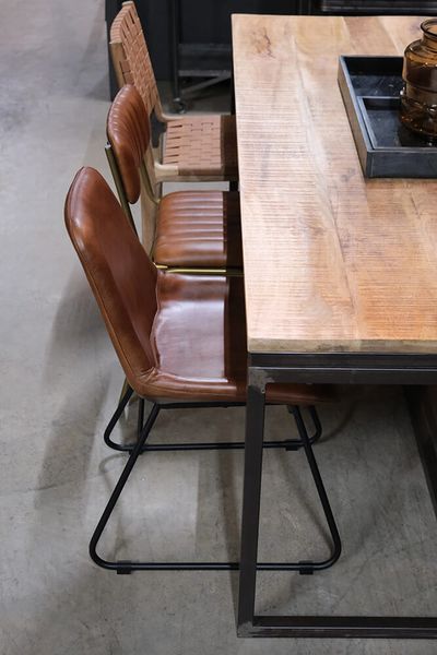 GRIT, Esszimmerstuhl 2 Stück Leder & Metall Industriedesign