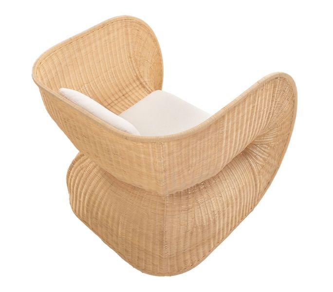 ISO, Designer Rattan Lounge-Sessel mit weißen Kissen