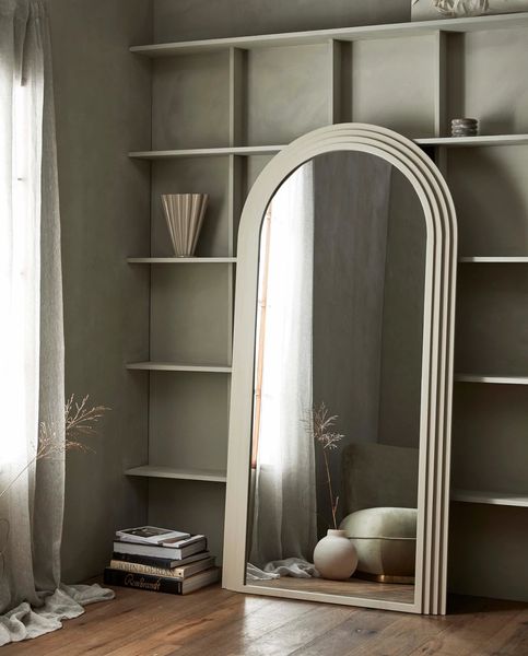 ARNO, Spiegel beige Metall 203 cm, großer Spiegel