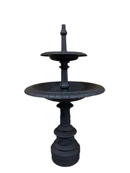 Brunnen Gusseisen 2 Stufen H 140 cm antik dunkelgrau