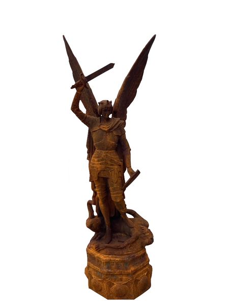 Gusseisen Statue "Engel Michael" H 152 cm antik rostig