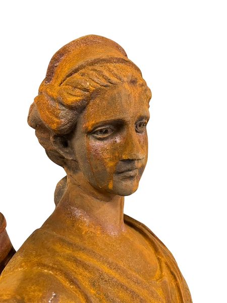 Gusseisen Statue "Diane mit Hirsch" H 180 cm antik rostig