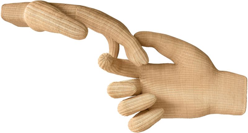 Große Art Wandkunst "Hände" aus Rattan