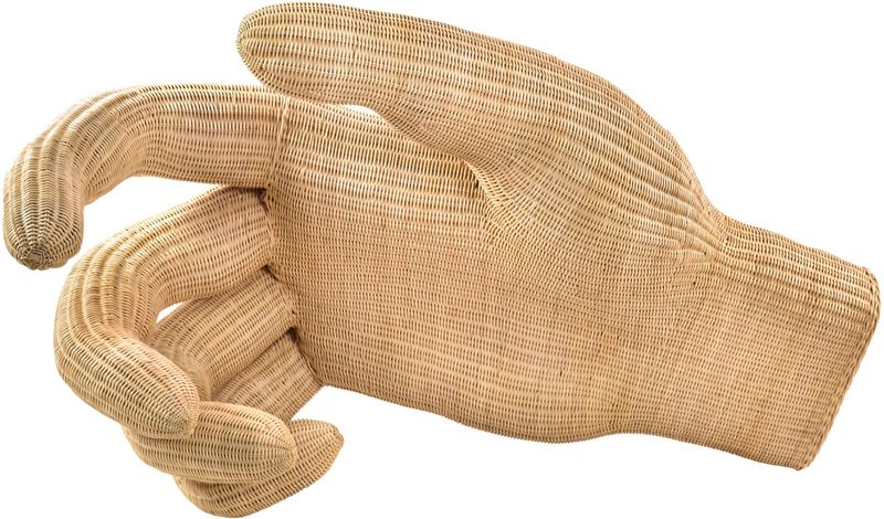 Große Art Wandkunst "Hände" aus Rattan