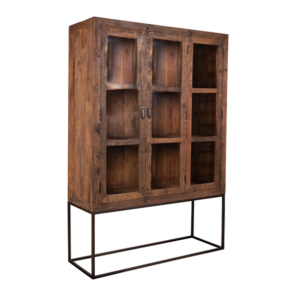 Hochbeinige industrial Vitrine KENA H 190 x B 130 cm Recyclingholz