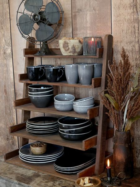 SINDI, Altholz Regal, Holzregal mit 5 Böden im Landhausstil