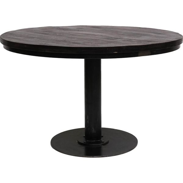 Industriedesign Esstisch ANJA rund 120 cm schwarz Holz  Metall