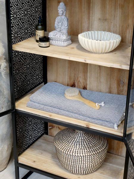 Matz Möbel Metall Vitrine SUE H 160 cm schwarz-natur