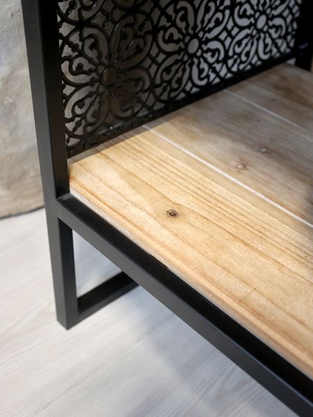Matz Möbel Metall Vitrine SUE H 160 cm schwarz-natur