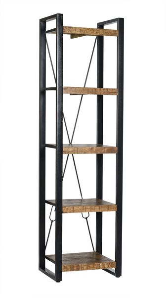 Industriedesign Regal FRANZ natur Holz-schwarz Metall, schmales Regal