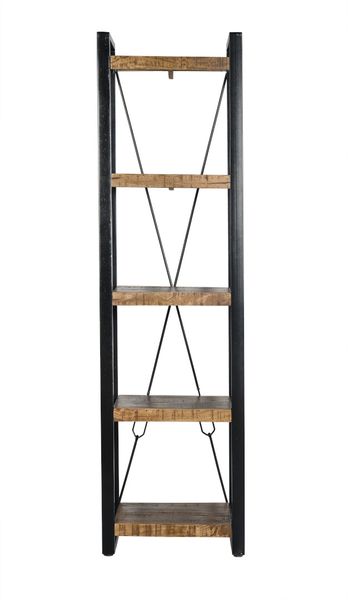 Industriedesign Regal FRANZ natur Holz-schwarz Metall, schmales Regal