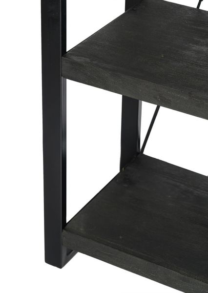 Industriedesign Regal FRANZ, schwarz Holz-Metall, schmales Regal