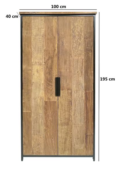 Industriedesign Schrank TOM Holz Metall, Wäscheschrank