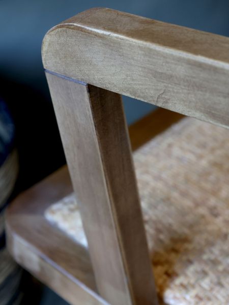 IRIS, Bürostuhl Holz-Rattan-Geflecht auf Rollen, Landhausstuhl
