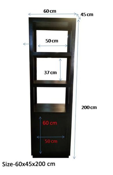 Industriedesign Regal JACK mit Unterschrank schwarz Holz-Metall, schmales Regal