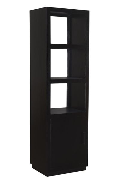 Industriedesign Regal JACK mit Unterschrank schwarz Holz-Metall, schmales Regal