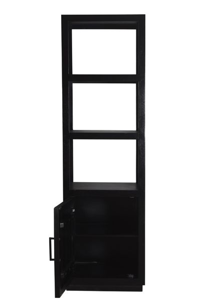Industriedesign Regal JACK mit Unterschrank schwarz Holz-Metall, schmales Regal