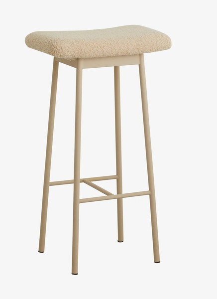 JOSY, Barhocker Teddystoff & Metall beige