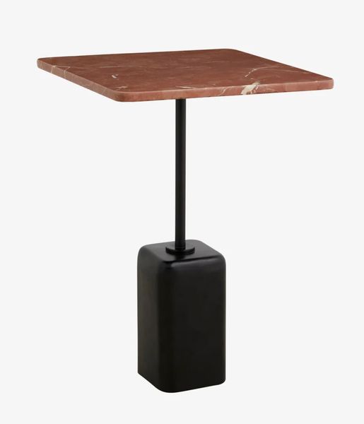 JULE, quadratischer Marmor Beistelltisch rostrot, kleiner Marmortisch