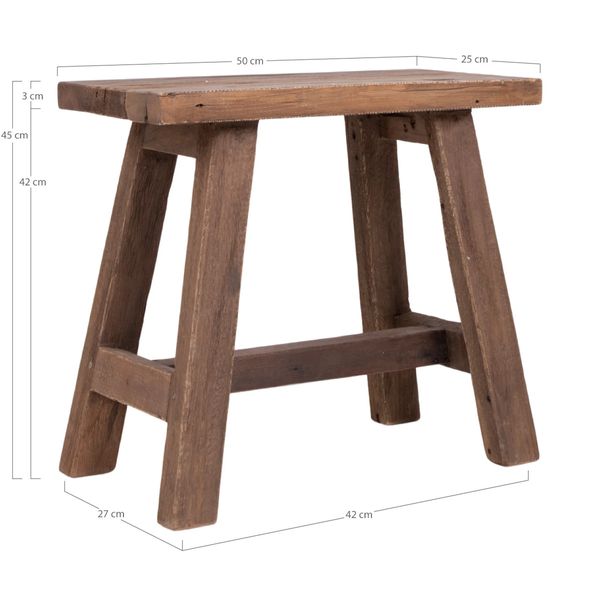 EVA, Kleine Holzbank, Gartenbank 50 cm, Holzhocker