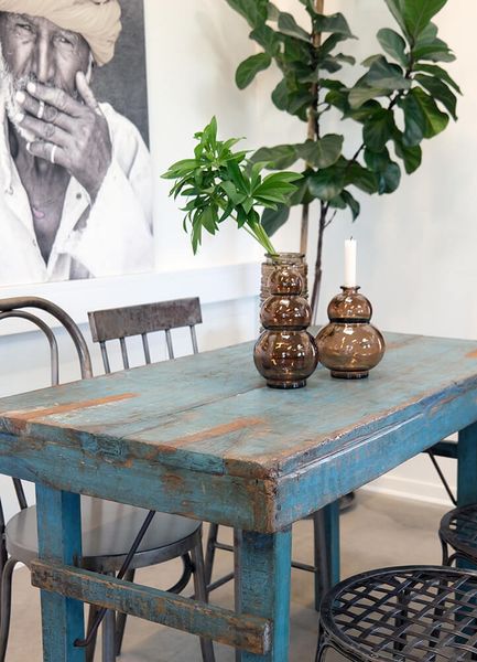 JUBI, Recyclingholz Esstisch B 120 cm vintage blau, Klapptisch