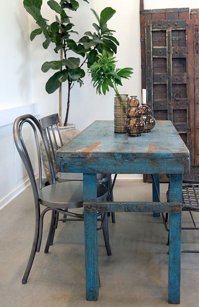 JUBI, Recyclingholz Esstisch B 120 cm vintage blau, Klapptisch