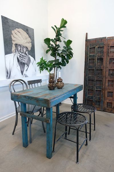 JUBI, Recyclingholz Esstisch B 120 cm vintage blau, Klapptisch