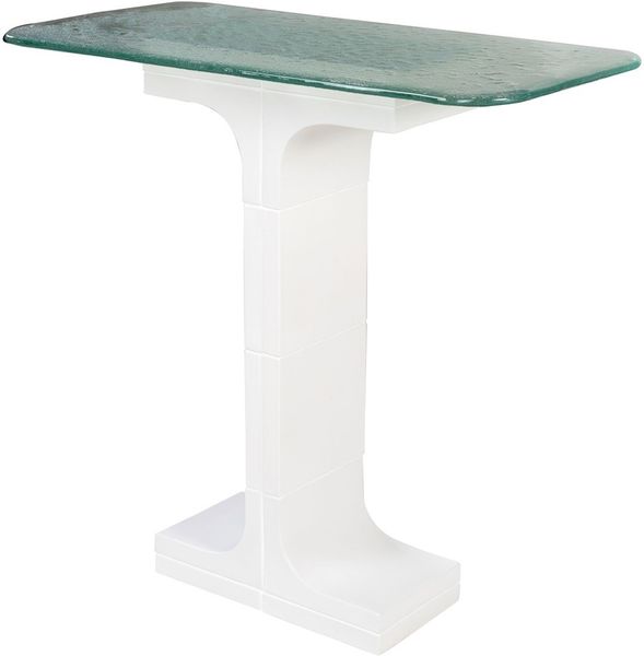 KANA, Keramik Konsolentisch B 80 cm weiß und grünes Glas, Designermöbel