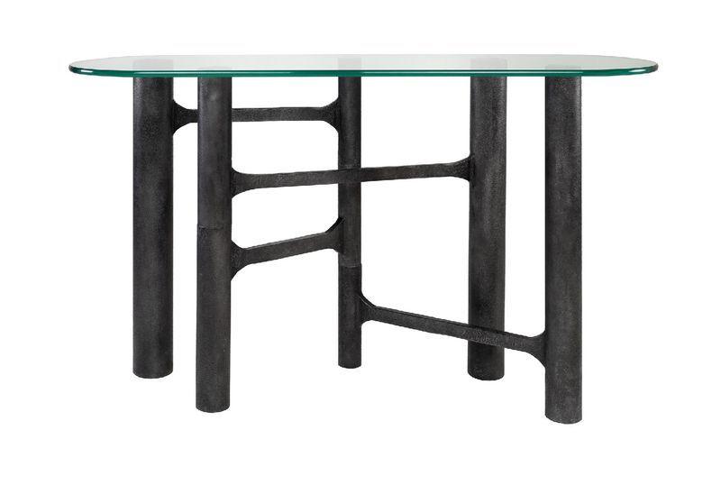 SADA, Konsolentisch oval B 140 cm Alu & Glas, Designermöbel