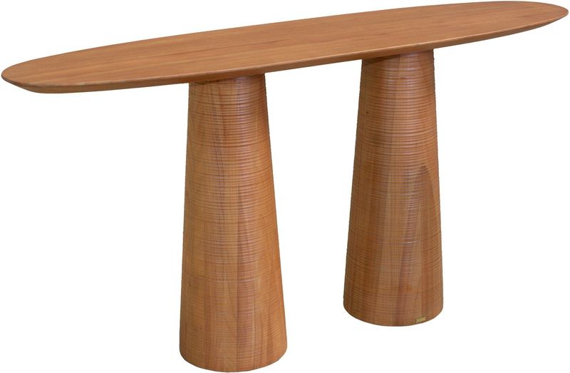 Moderner Konsolentisch oval JAMA Holz B 160 cm auf Säulen