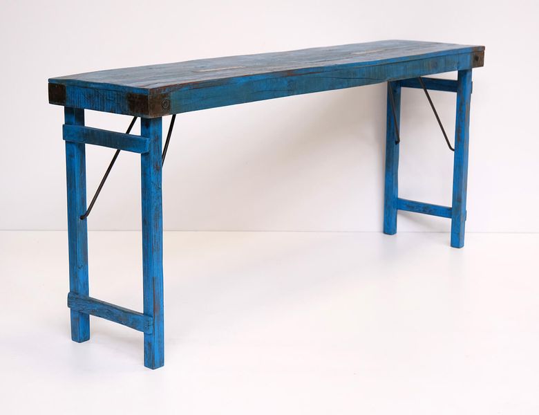 RON, alter Konsolentisch 170 cm Altholz shabby blau, Altholzmöbel