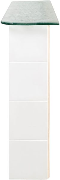 Designer Konsolentisch KANA Keramik Weiß Grünes Glas 105cm - Matz Möbel