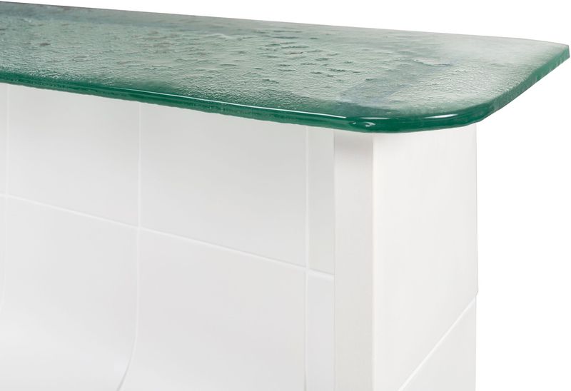 Designer Konsolentisch KANA Keramik Weiß Grünes Glas 105cm - Matz Möbel