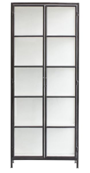 LEA, große Metall Vitrine H 205 cm schwarz & weiß industriell