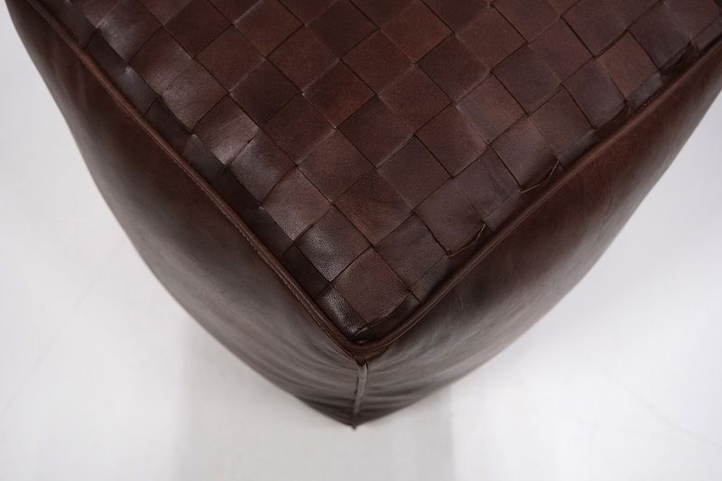 Dunkelbrauner Leder Pouf Würfel 43*43 cm, trendiges Bodenkissen