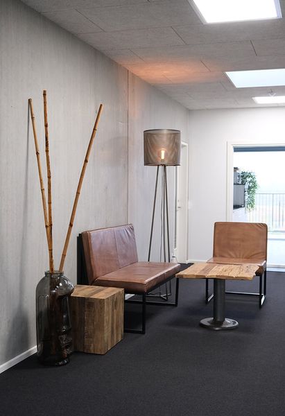 LILO, Sitzbank 120 cm Leder-Metall Industriedesign