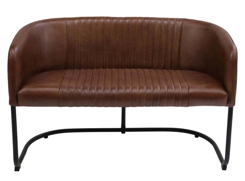 Matz Möbel Ledersofa POLLY braun 2 Sitzer, Industrial Lederbank